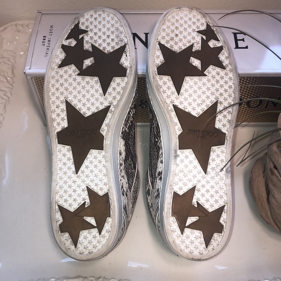 Jimmy Choo Miami Metallic Snake Leather Sneakers - Picture 9 of 10